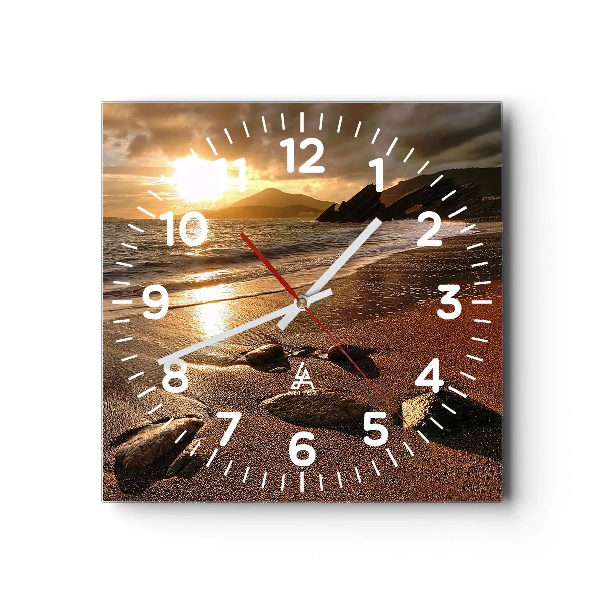 Wanduhr - Glasuhr - Folge der Sonne zu den Hügeln - 40x40 cm