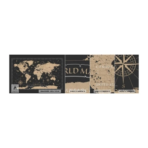 Fototapeten Muster Premium Sand - Die Grenzen meiner Welt - Weltkarte, Jahrgang, Retro - 100x30 cm