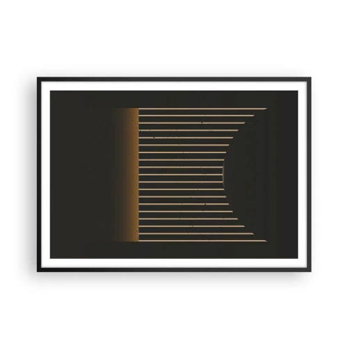 Poster in einem schwarzem Rahmen - Geometrisches Muster mit Streifen auf dunklem Hintergrund - 100x70cm - Die Dunkelheit erkunden - Moderne Wanddekoration für Wohnzimmer und Schlafzimmer ARTTOR