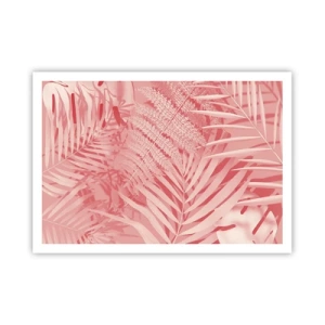 Poster - Rosa tropische Blätter in einem zarten und minimalistischen Stil - 100x70cm - Rosa Konzept - Moderne Wanddekoration für Wohnzimmer und Schlafzimmer ARTTOR