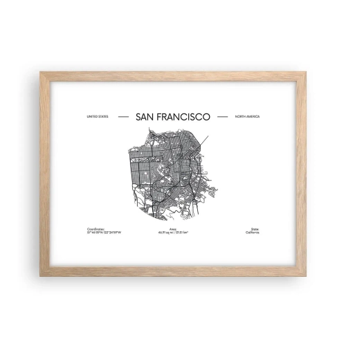 Poster in einem Rahmen aus heller Eiche - Anatomie von San Francisco - 40x30 cm