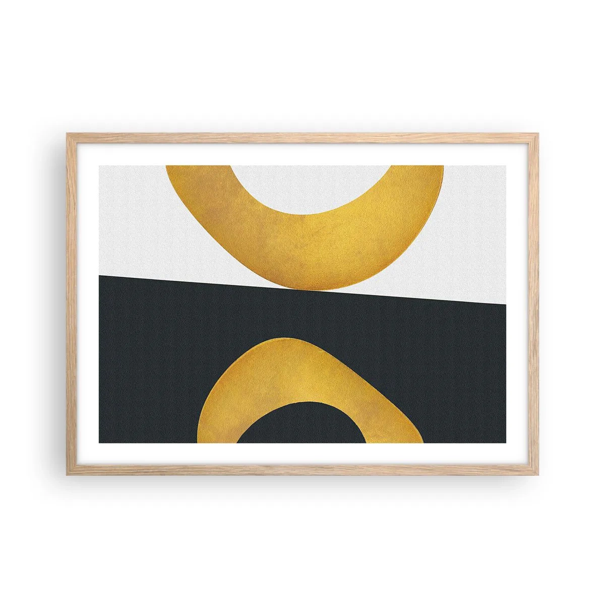 Poster in einem Rahmen aus heller Eiche - Erstens: Gold - 70x50 cm