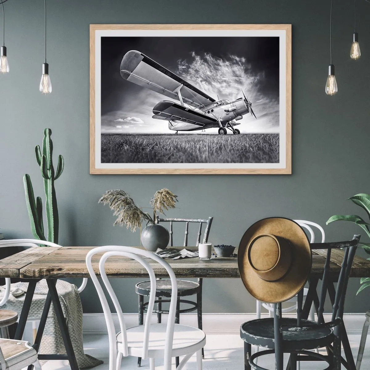 Poster in einem Rahmen aus heller Eiche - Der geflügelte Wanderer - 70x50 cm