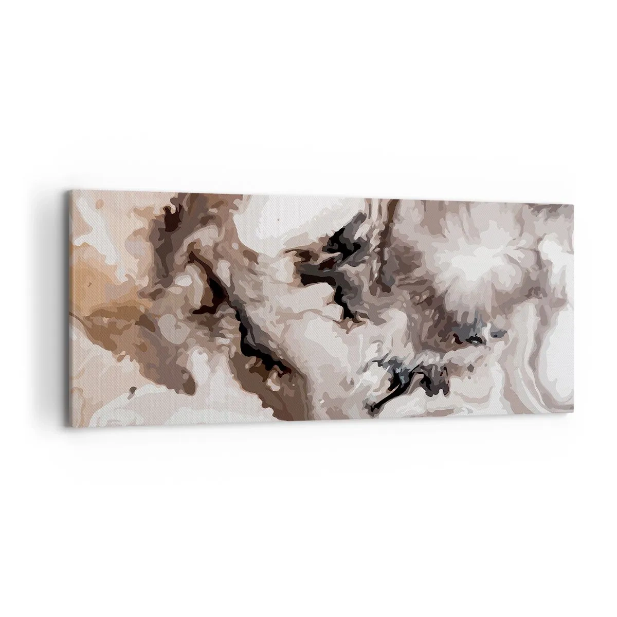 Bild auf Leinwand - Leinwandbild - Abstraktes Muster in Braun- und Weißtönen - 120x50cm - Die Geburt einer Galaxie - Moderne Wanddekoration für Wohnzimmer und Schlafzimmer ARTTOR