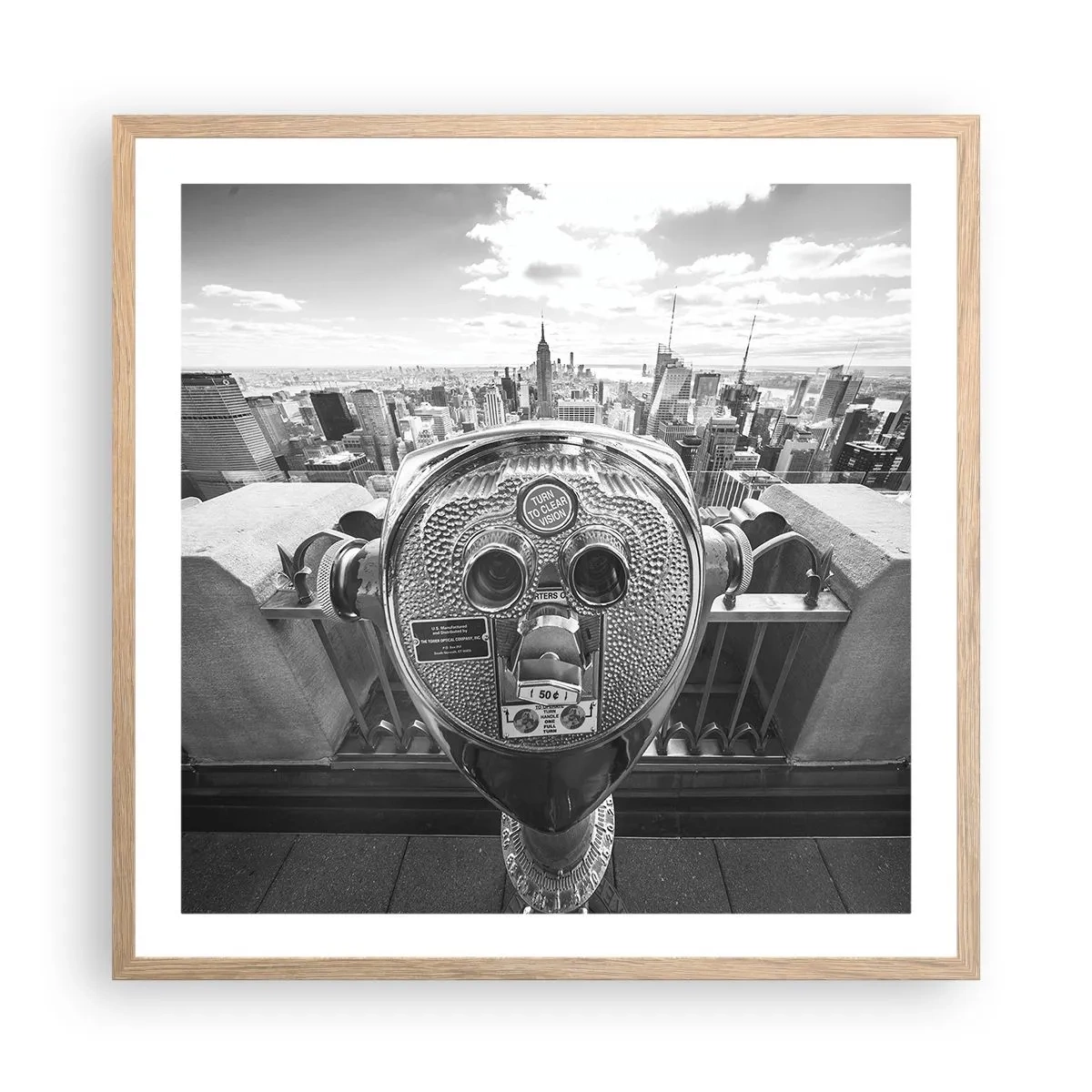 Poster in einem Rahmen aus heller Eiche - Stadt über den Städten - 60x60 cm