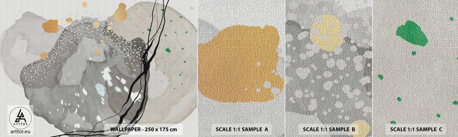 Fototapeten Muster Premium Canvas - Organische Komposition - Abstraktion, Flecken, Malen - 100x30 cm