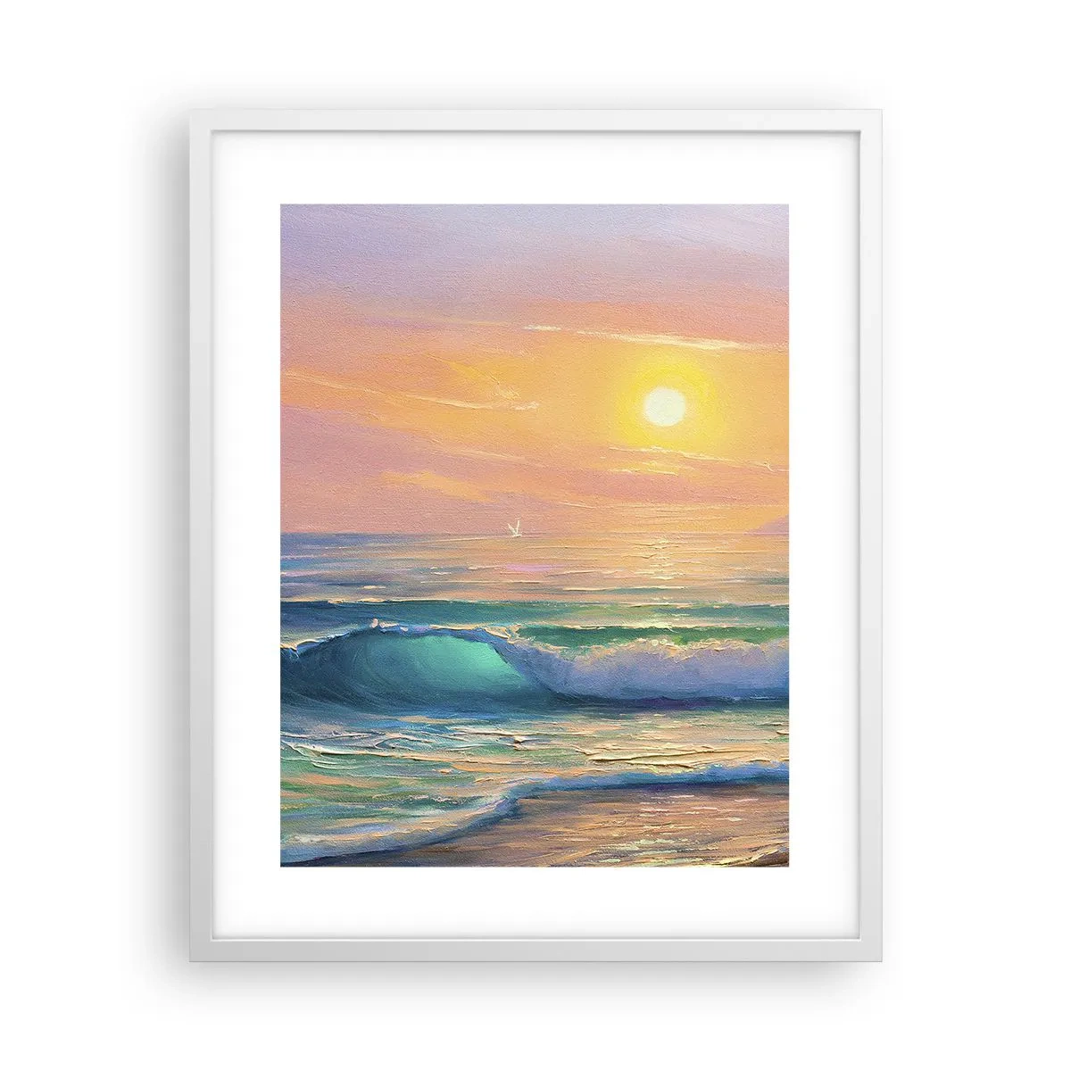 Poster in einem weißen Rahmen - Ein türkisfarbenes Lied der Wellen - 40x50 cm