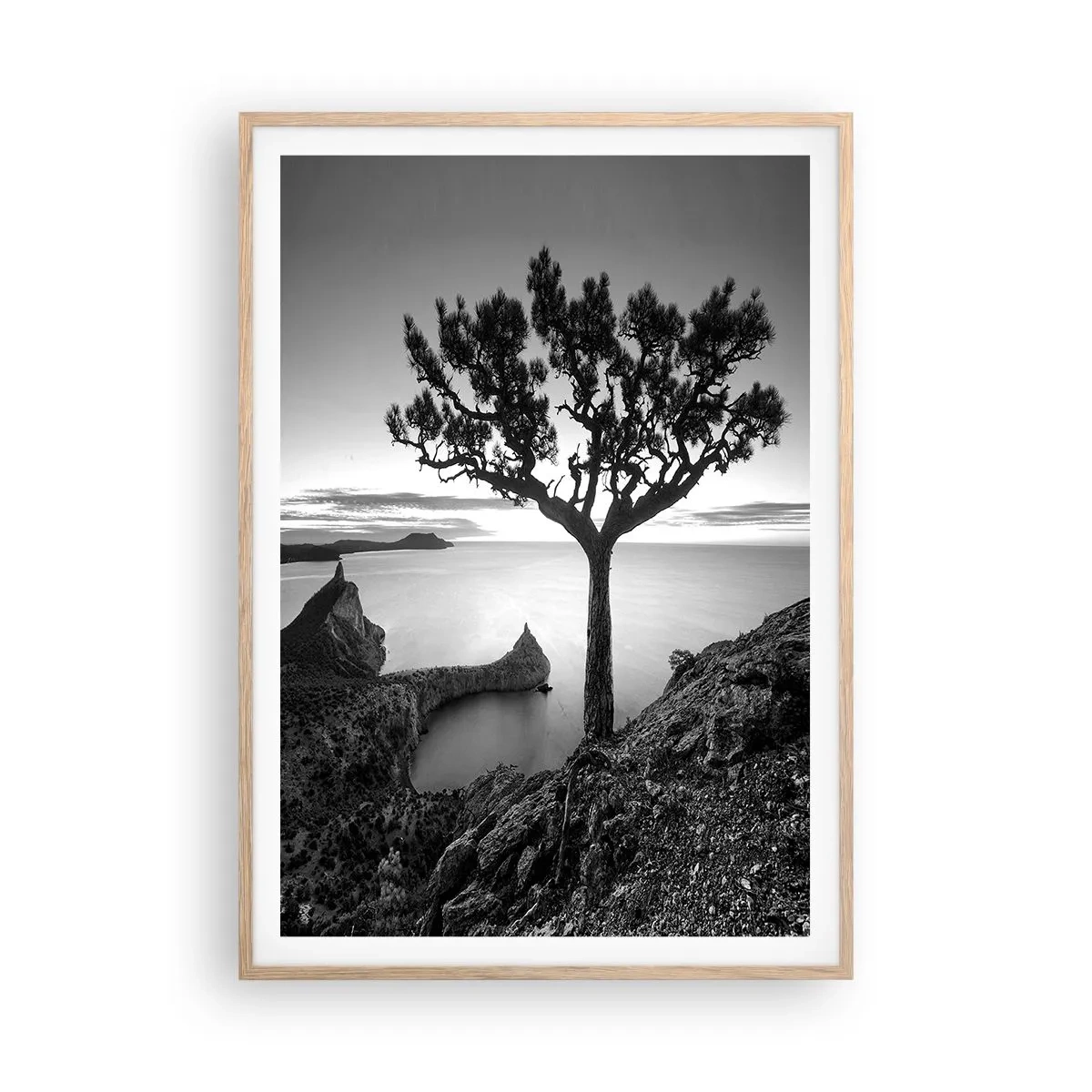 Poster in einem Rahmen aus heller Eiche - Stille bis zum Horizont - 70x100 cm