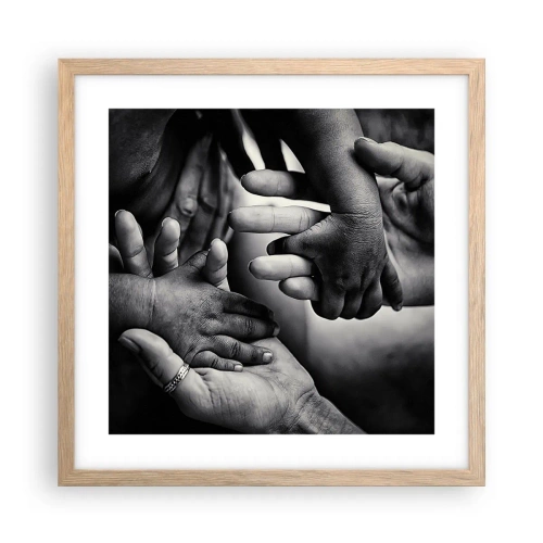 Poster in einem Rahmen aus heller Eiche - Mensch sein - 40x40 cm