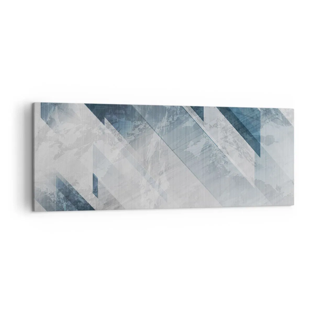 Bild auf Leinwand - Leinwandbild - Abstrakte Linien in Grau- und Blautönen - 140x50cm - Räumliche Komposition - graue Bewegung - Moderne Wanddekoration für Wohnzimmer und Schlafzimmer ARTTOR