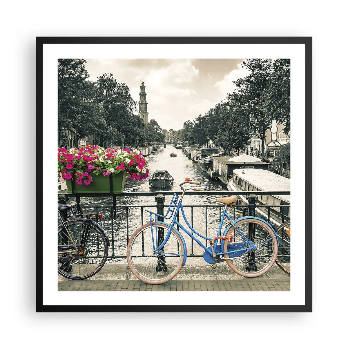 Poster in einem schwarzem Rahmen - Die Farben der Amsterdamer Straße - 60x60 cm