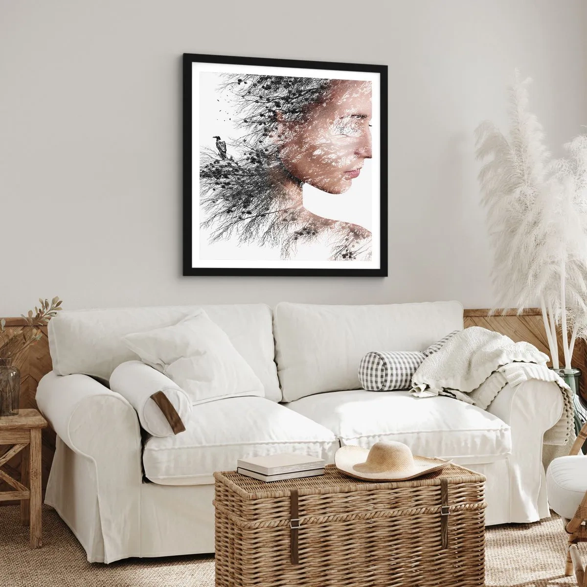 Poster in einem schwarzem Rahmen - Der Geist des Waldes - 40x40 cm