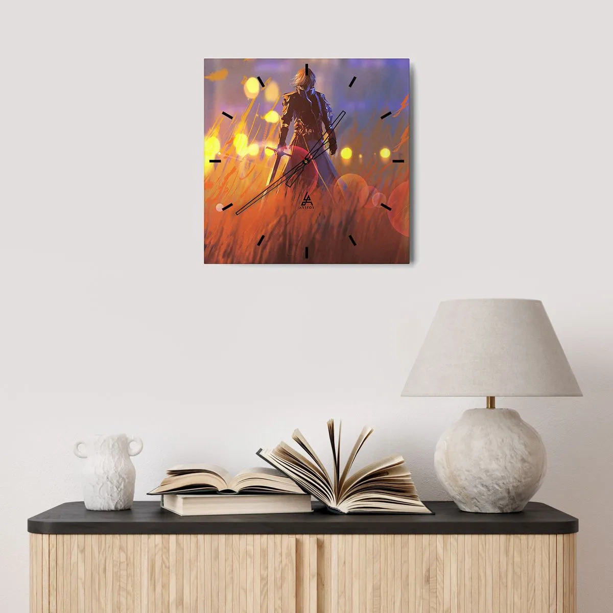 Wanduhr - Glasuhr - Fahrender Ritter - 40x40 cm