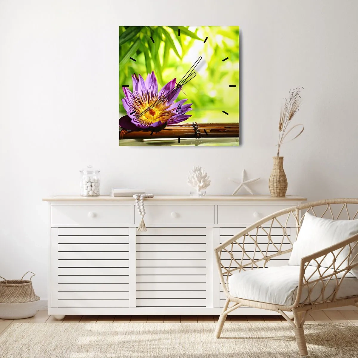 Wanduhr - Glasuhr - In der asiatischen Sonne - 30x30 cm