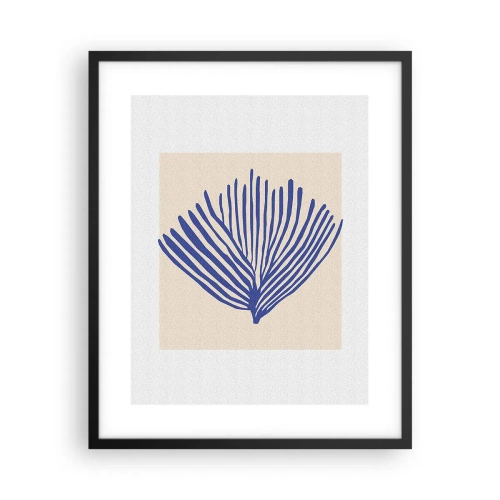 Poster in einem schwarzem Rahmen - Blauer Fächer - 40x50 cm