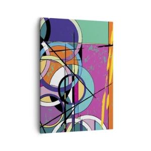 Bild auf Leinwand - Leinwandbild - Bunte Abstraktion mit geometrischen Kreisen - 50x70cm - Rad für Rad - Moderne Wanddekoration für Wohnzimmer und Schlafzimmer ARTTOR