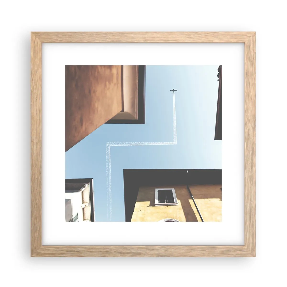 Poster in einem Rahmen aus heller Eiche - Über dem Stadtlabyrinth - 30x30 cm