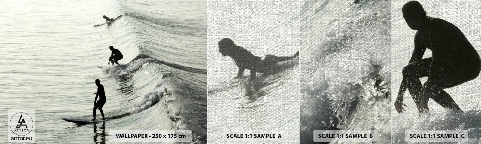 Fototapeten Muster Premium Canvas - Gegen die Welle - Surfen, Sport, Ozean - 100x30 cm