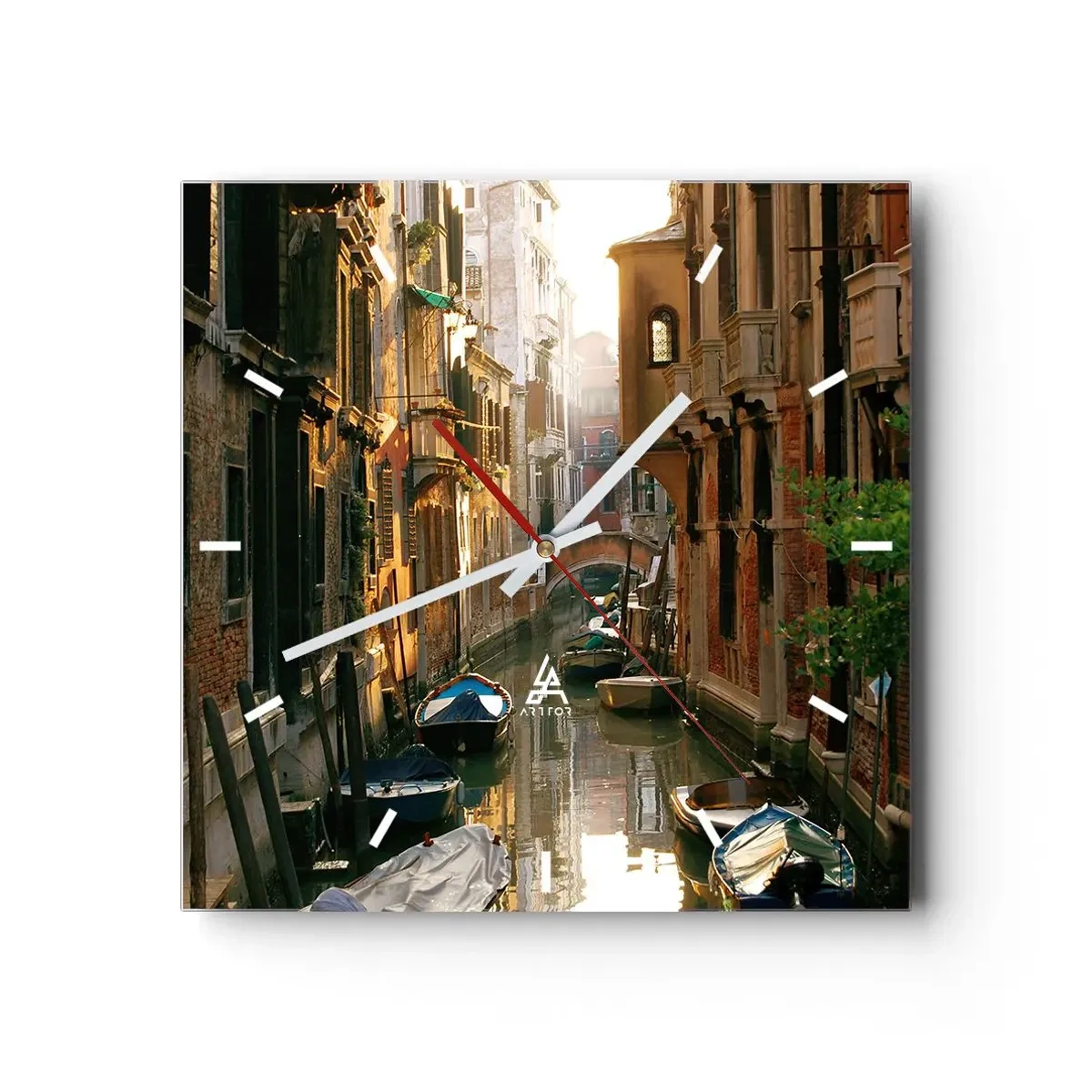 Wanduhr - Glasuhr - In einer venezianischen Gasse - 40x40 cm