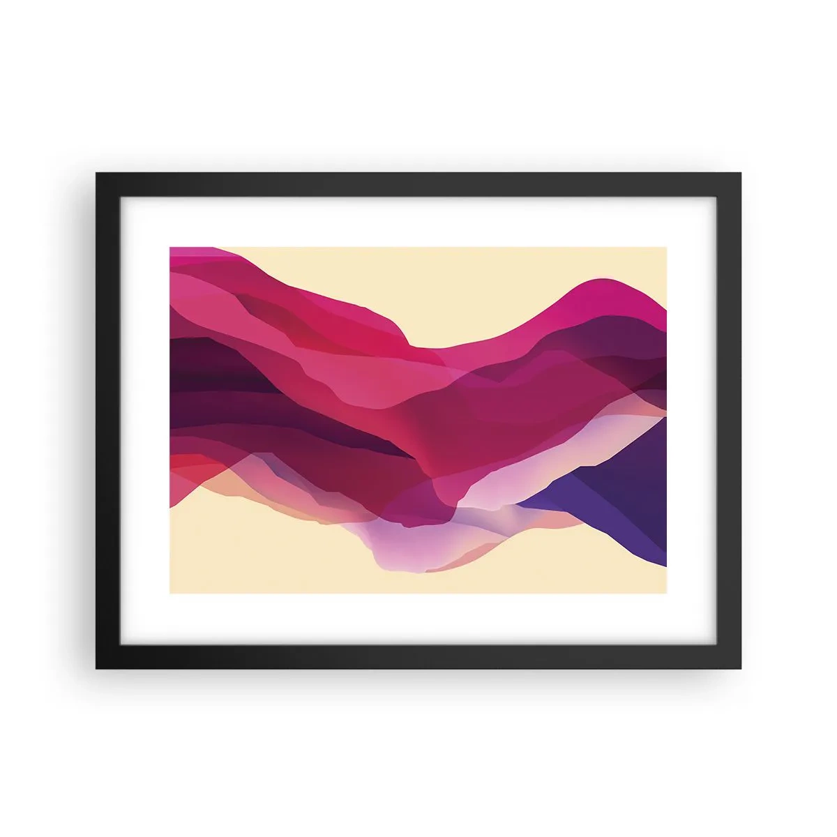 Poster in einem schwarzem Rahmen - Lila Wellen - 40x30 cm