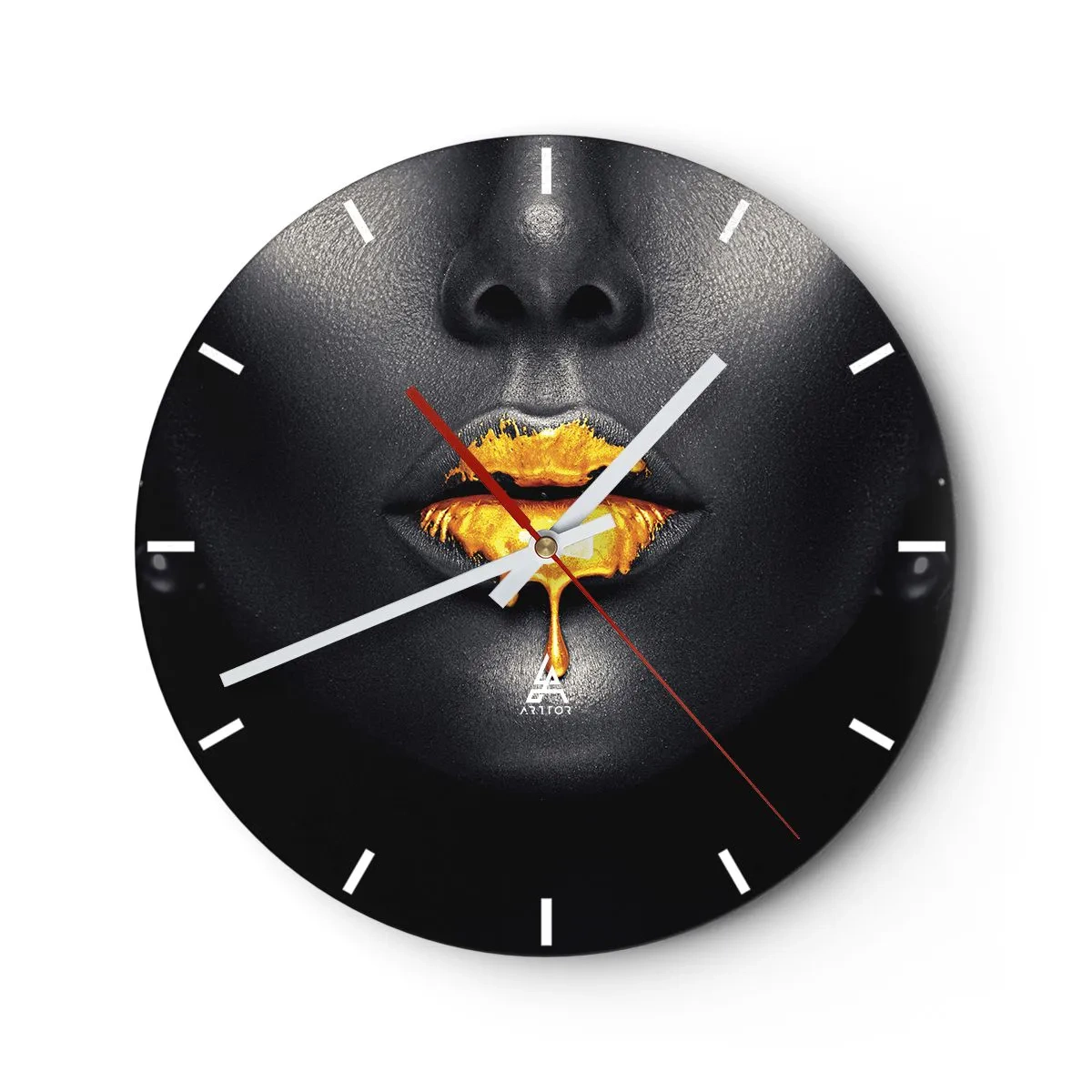 Wanduhr - Glasuhr - Goldmaul - 40x40 cm