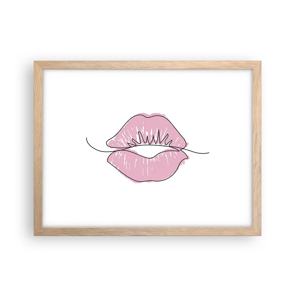 Poster in einem Rahmen aus heller Eiche - Bereit zum Küssen? - 40x30 cm