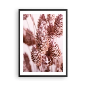 Poster in einem schwarzem Rahmen - Nahaufnahme von getrockneten Blumen in Rosatönen - 50x70cm - Scheinbar unauffällig - Moderne Wanddekoration für Wohnzimmer und Schlafzimmer ARTTOR