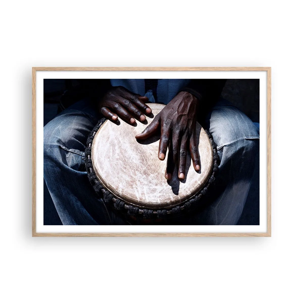 Poster in einem Rahmen aus heller Eiche - Lebe in deinem eigenen Rhythmus - 100x70 cm