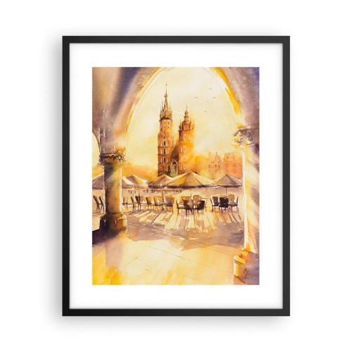 Poster in einem schwarzem Rahmen - Östlich über dem Krakauer Marktplatz - 40x50 cm