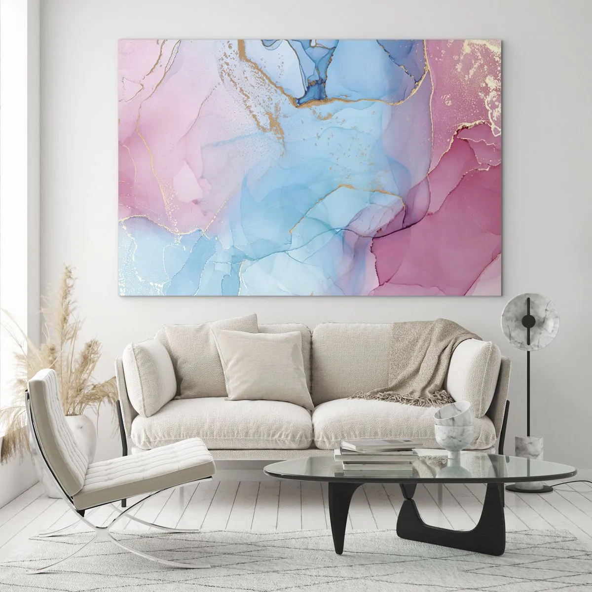 Glasbild - Bild auf glas - Begegnung und gegenseitige Durchdringung - 100x70cm - Begegnung und Durchdringung - Moderne Wanddekoration für Wohnzimmer und Schlafzimmer ARTTOR