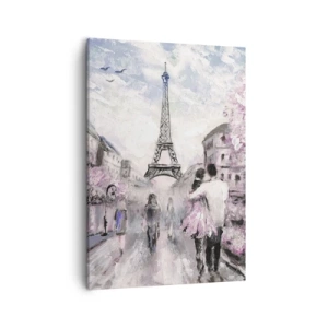 Bild auf Leinwand - Leinwandbild - Ein romantischer Spaziergang in Paris am Eiffelturm - 50x70cm - Wie man sich verlieben kann, ist nur in ... - Moderne Wanddekoration für Wohnzimmer und Schlafzimmer ARTTOR