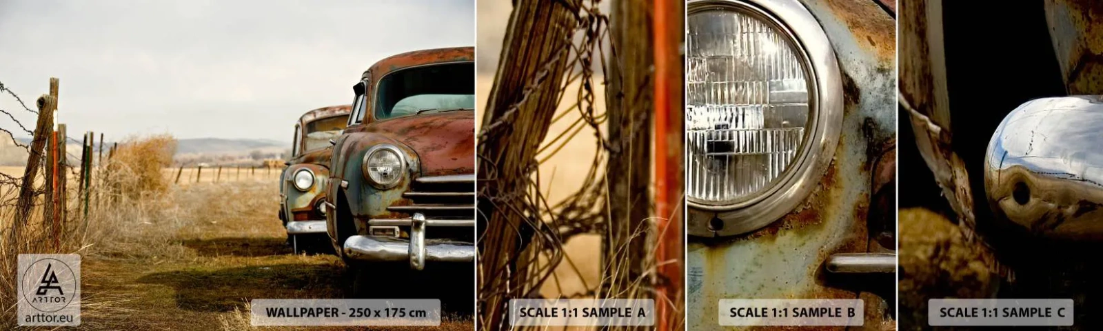 Fototapetenmuster Standard Eco - Eine wohlverdiente Ruhe - Altes Auto, Automobil, Jahrgang - 100x30 cm