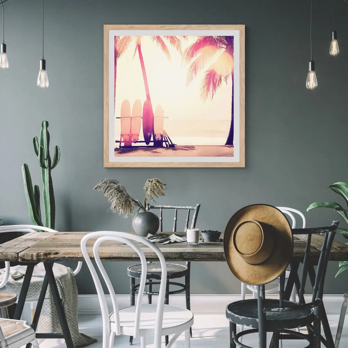 Poster in einem Rahmen aus heller Eiche - Es wird ein toller Tag - 30x30 cm