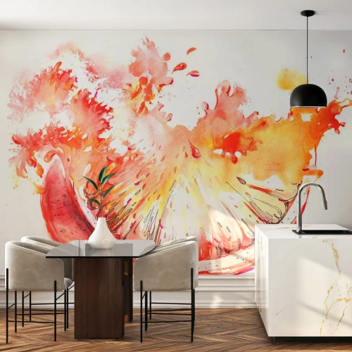 Fototapete Standard Eco - Saftige Erfrischung - Abstraktion, Orange, Grafik - 200x140 cm