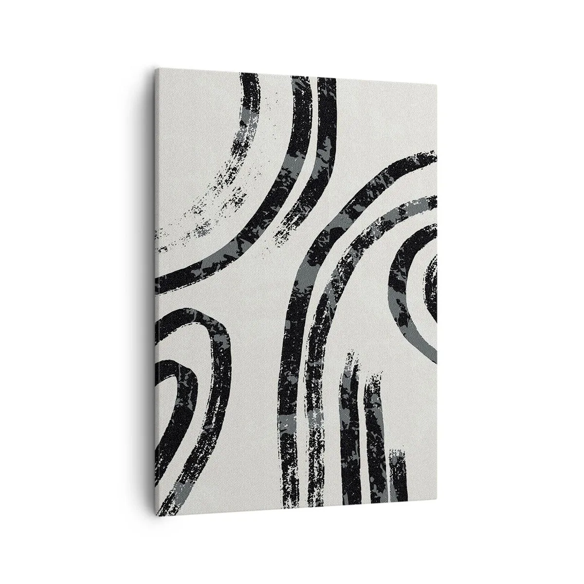 Bild auf Leinwand - Leinwandbild - Schwarz-weiße abstrakte Linien auf hellem Hintergrund - 50x70cm - Bei Hälfte angehalten - Moderne Wanddekoration für Wohnzimmer und Schlafzimmer ARTTOR