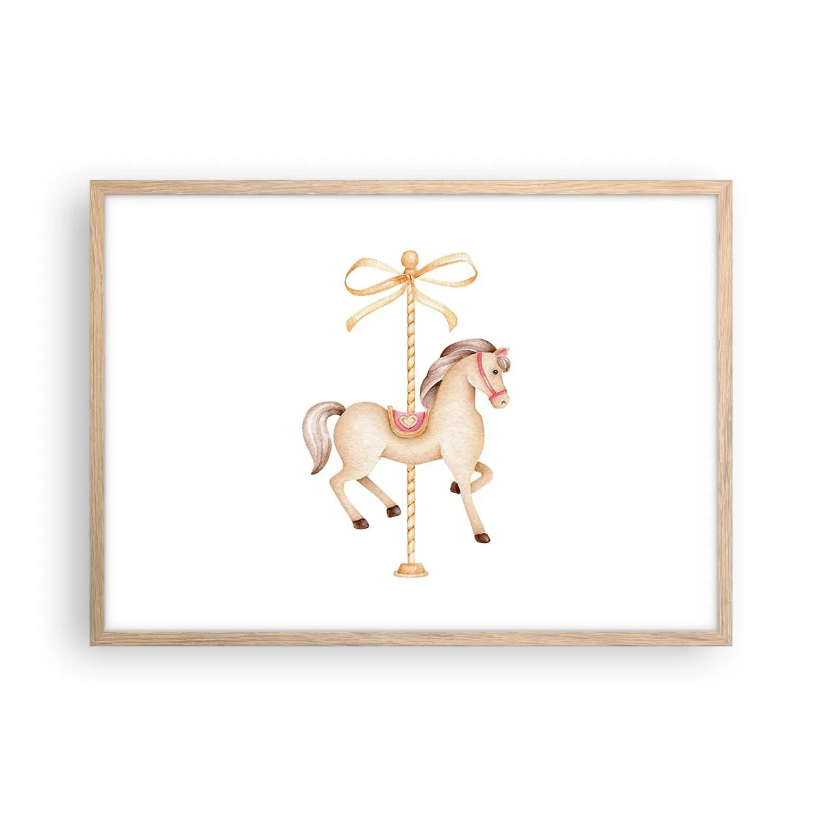 Poster in einem Rahmen aus heller Eiche - Anmutiger Trab - 70x50 cm
