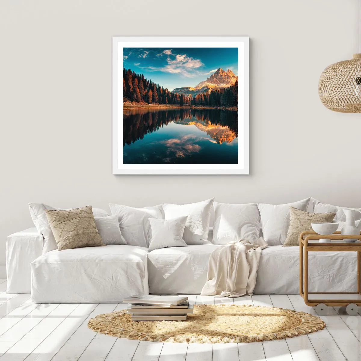 Poster in einem weißen Rahmen - Doppelte Landschaft - 40x40 cm