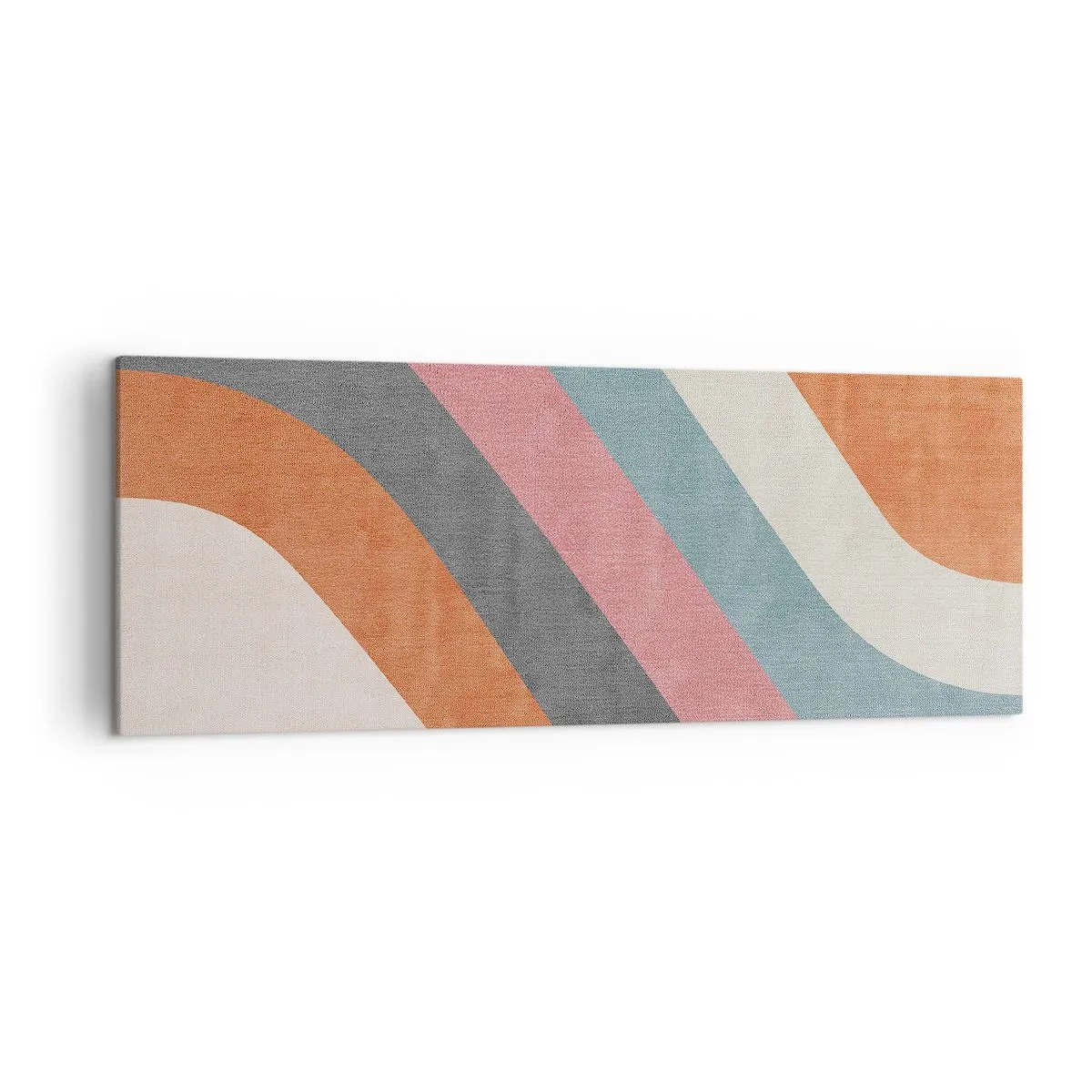 Bild auf Leinwand - Leinwandbild - Bunte Retro-Streifen - 140x50cm - Diagonale Komposition – Bewegung - Moderne Wanddekoration für Wohnzimmer und Schlafzimmer ARTTOR