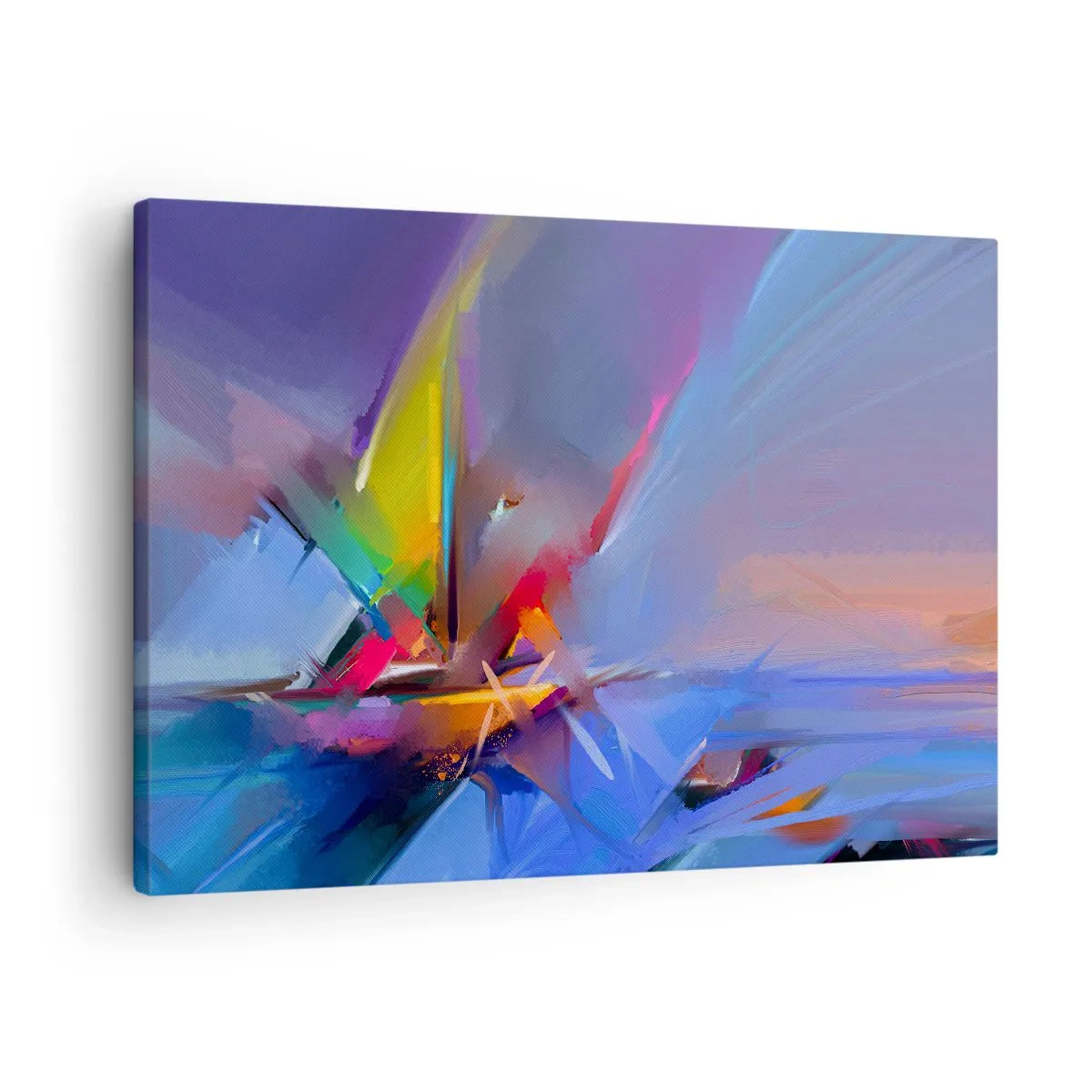 Bild auf Leinwand - Leinwandbild - Abstrakte Komposition mit intensiven Farben - 70x50cm - Propeller wie ein Vogel - Moderne Wanddekoration für Wohnzimmer und Schlafzimmer ARTTOR