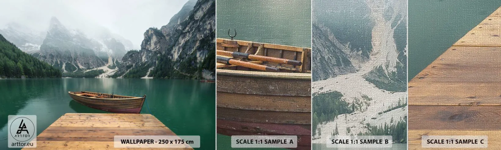 Fototapeten Muster Premium Canvas - Und die stolzen Felsen der Stirn - Landschaft, Berge, See - 100x30 cm