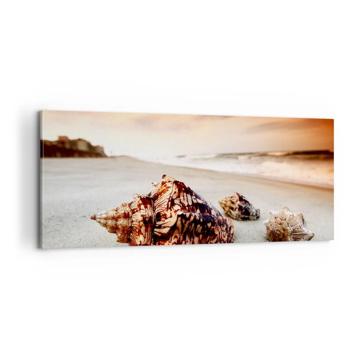 Bild auf Leinwand - Leinwandbild - Ausgestoßene von Wellen - 100x40 cm