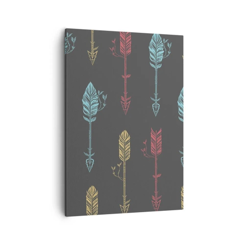 Bild auf Leinwand - Leinwandbild - Stilisiertes Pfeilmuster in Pastellfarben auf dunklem Hintergrund - 50x70cm - In der Verordnung - Moderne Wanddekoration für Wohnzimmer und Schlafzimmer ARTTOR