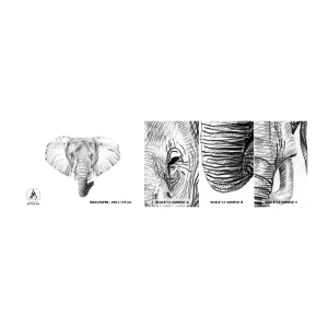 Fototapetenmuster Standard Eco - Da war ein Elefant, so groß wie - ein Elefant - Tiere, Elefant, Grafik - 100x30 cm