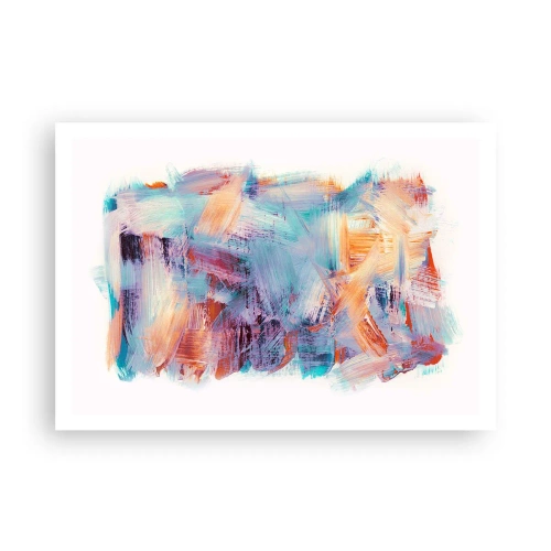 Poster - Bunte Pinselstriche in einer abstrakten Komposition - 100x70cm - Buntes Durcheinander - Moderne Wanddekoration für Wohnzimmer und Schlafzimmer ARTTOR