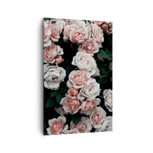 Bild auf Leinwand - Leinwandbild - Rosa Rosen auf dunklem Hintergrund in einer subtilen Komposition - 80x120cm - Rosen-Ensemble - Moderne Wanddekoration für Wohnzimmer und Schlafzimmer ARTTOR