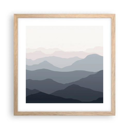 Poster in einem Rahmen aus heller Eiche - Wellen der Berge - 40x40 cm