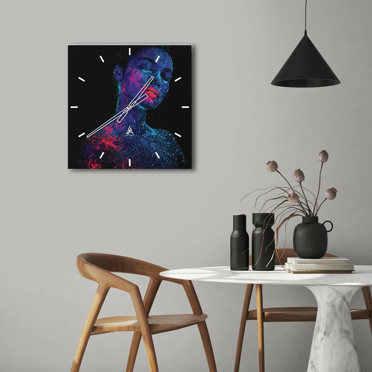 Wanduhr - Glasuhr - Im Sternenstaub - 40x40 cm