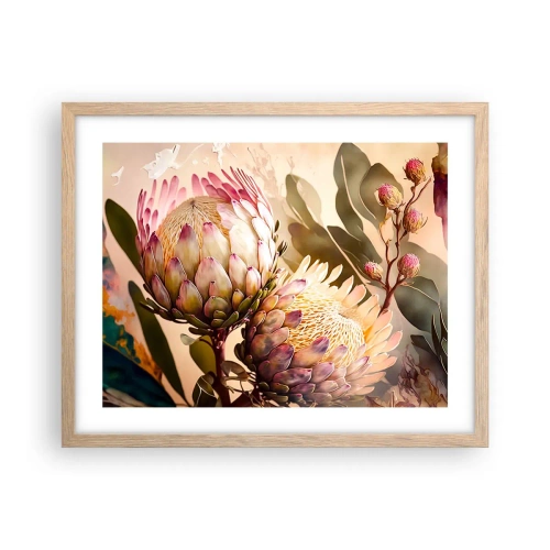 Poster in einem Rahmen aus heller Eiche - Zärtlich umarmt - 50x40 cm