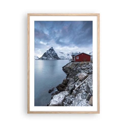 Poster in einem Rahmen aus heller Eiche - Skandinavischer Rückzugsort - 50x70 cm