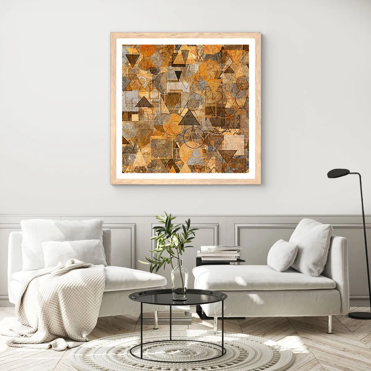 Poster in einem Rahmen aus heller Eiche - Die Welt in Form - 30x30 cm